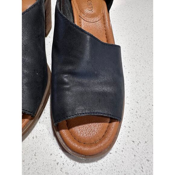 Sole Society Black Slip On Open Toe Heels Women's Size 8 - Picture 7 of 7